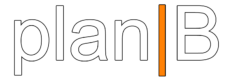 White planb logo with black outline